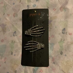 Skeleton Hair Clips with Rhinestones. NWT